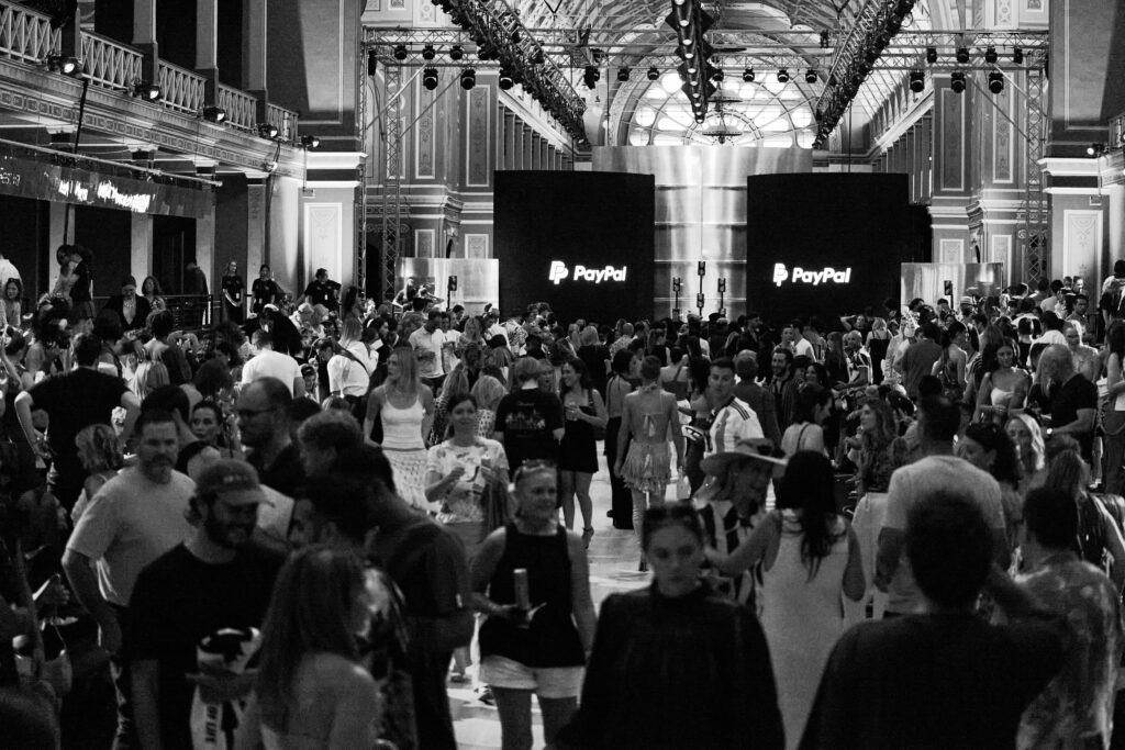 PayPal Melbourne fashion festival 2024 runway event shot on Canon R5C with a RF 24-70mm lens. Royal Exhibition Building Melbourne Fashion Photographer Aidan McCorry