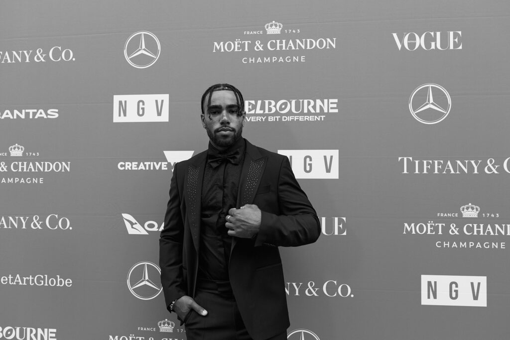 AFL Collingwood Isaac Quaynor NGV Gala 2024 fashion Photographer Aidan McCorry Chromatic Times 