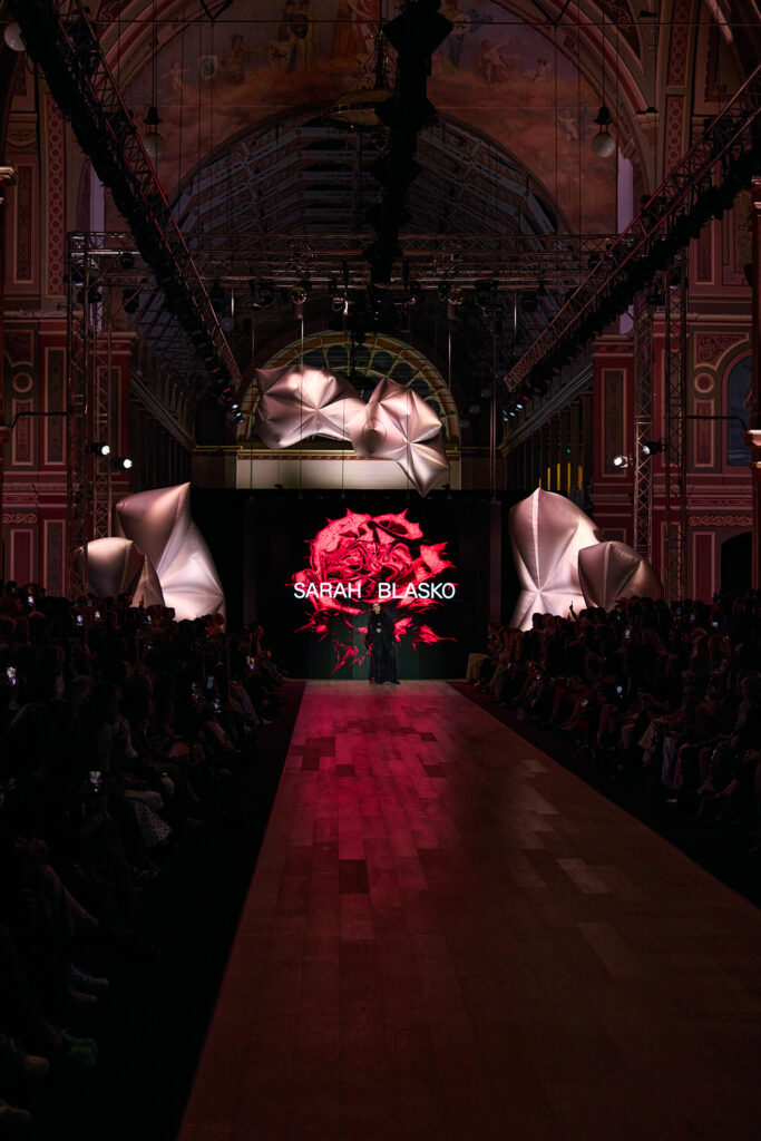 Opening runway show Gail Sorronda. With Signer Sarah Blasko