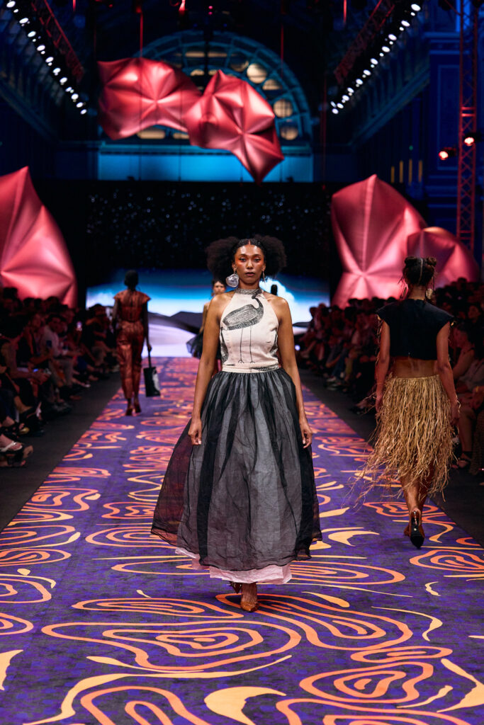 2025 Back In Blak Melbourne fashion Festival runway taken by Melbourne fashion photographer Aidan McCorry chromatic times